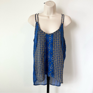 Japna Tank Top Blue‎ Geo Print Size Small